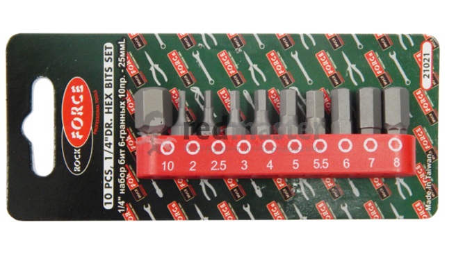 Набор бит 1/4" 10пр. HEX Rock FORCE RF-21021