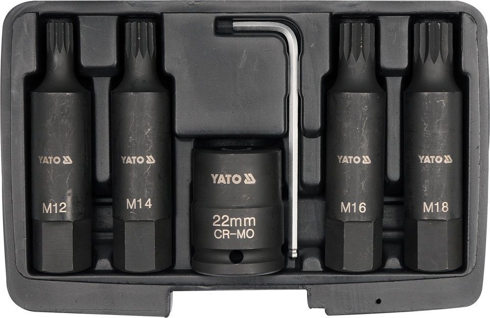 Головки-Насадки ударные 3/4 SPLINE М12-М18 (6шт) YATO YT-1157