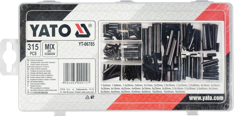 Набор разрезных штифтов (315шт) YATO YT-06785