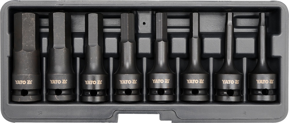 Головки-Насадки ударные 1/2" HEX (6-гран.) 5-19mm (набор 8пр)  YATO YT-1066