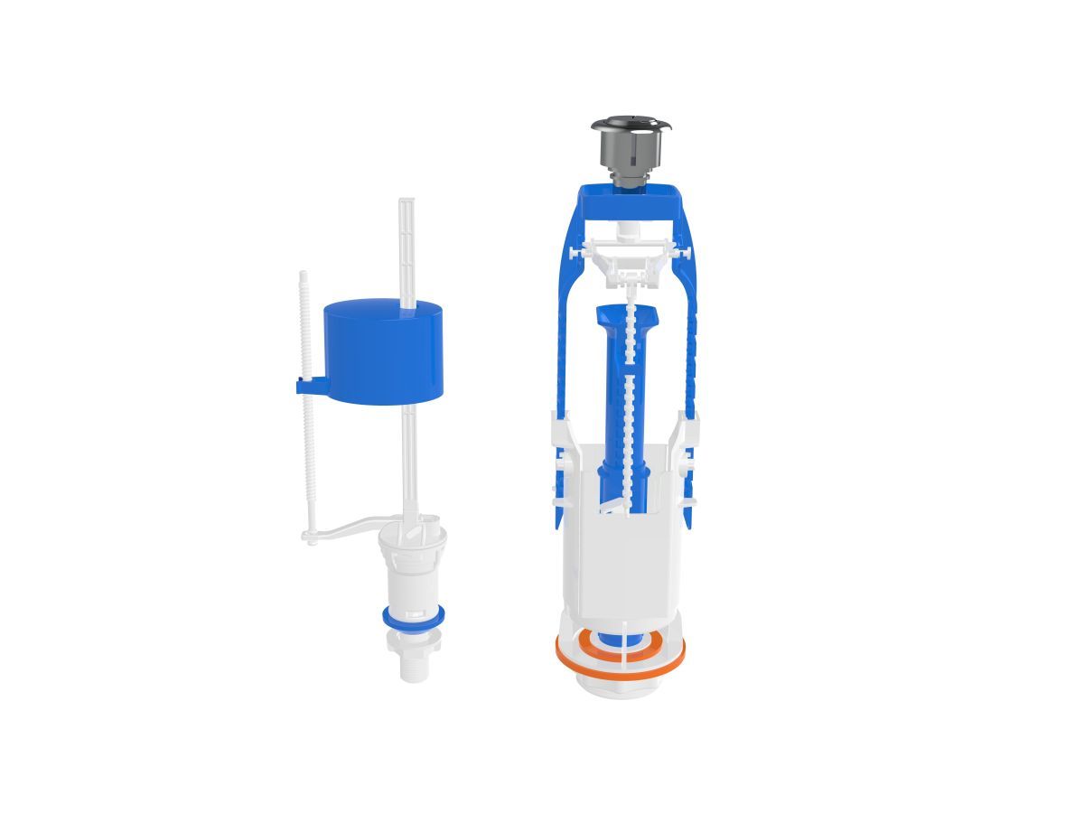 Арматура для смывного бачка, двухрежимная, с нижней подводкой, (крепеж из оцинк. металла) AV Engineering AVE129688E