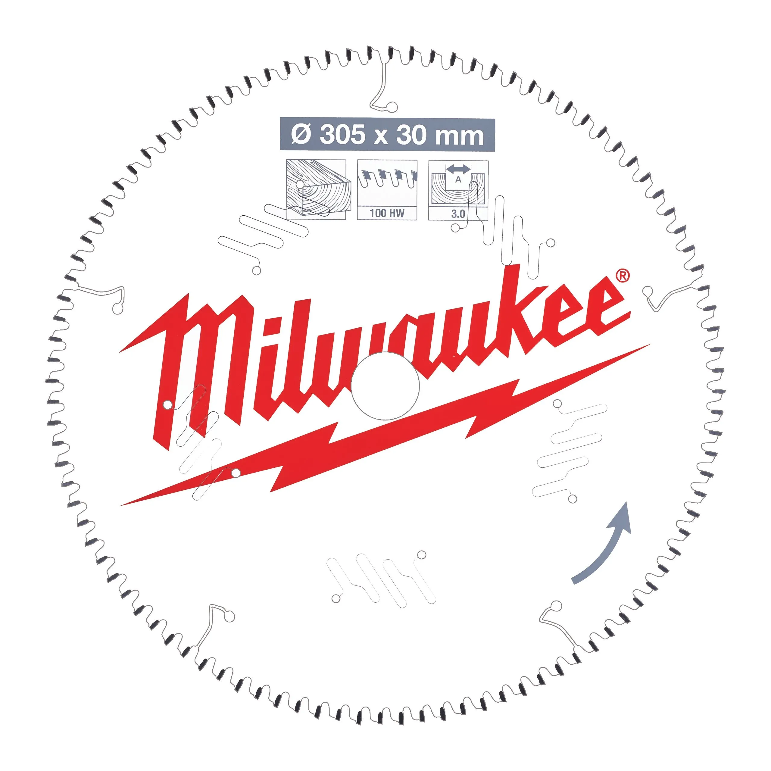 Диск пильный по дереву для торцовочной пилы 305x30x3.0x100 -5° ATB MILWAUKEE ...Milwaukee 4932471322