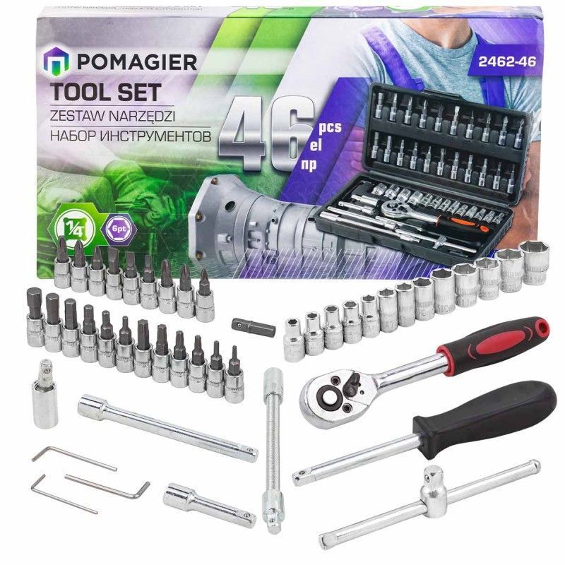 Набор инструмента 46пр. 1/4" (6-гран.)(4-14мм)  POMAGIER POM-2462-46