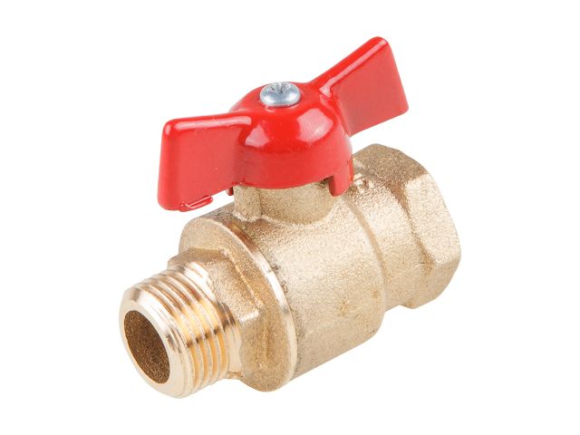 Кран шаровый 1/2" наружная-внутренняя резьба бабочка PN1.6 МПа, 11Б27п5 Цветлит ЦРБ0033