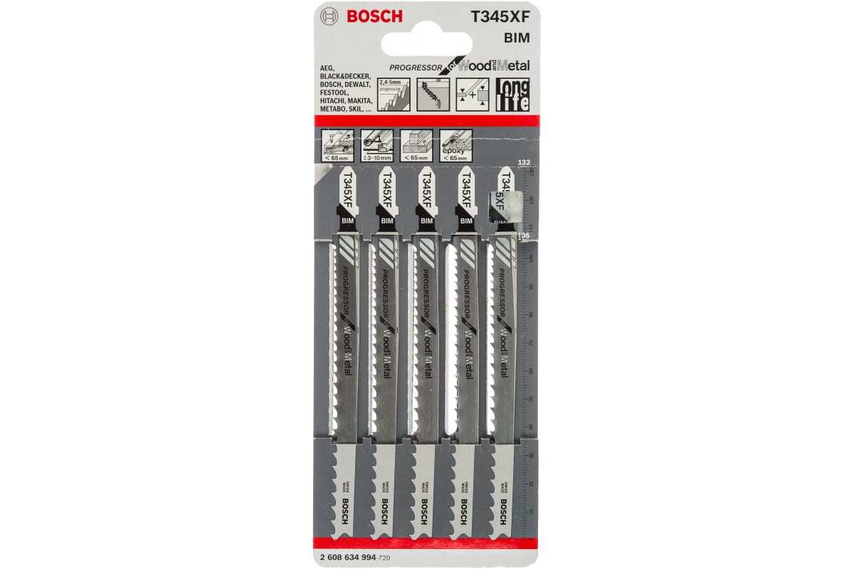 Пилка для лобзика T 345 XF Progressor for Wood and Metal (5 шт) BOSCH 2.608.634.994