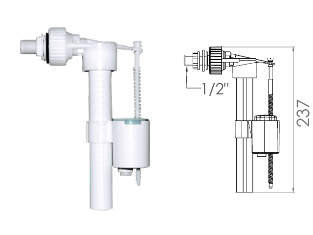 Поплавочный клапан боковой подачи воды, 1/2, пл. резьба  AV Engineering AVE129704