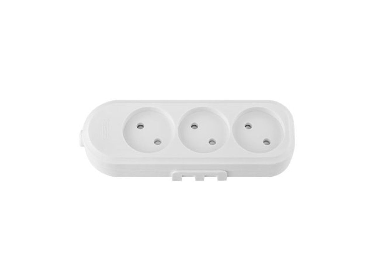 Розетка 3-ая переносная (б/з, 16А, 250В, з/ш, струезащ.) белая, (IP55) BYLECTRICA Р16-9165