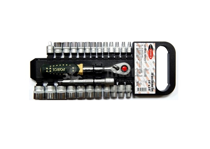 Набор головок с трещоткой 25пр. 1/4", 3/8" (4.5-19мм, 6-гран.) Rock FORCE RF-025-5MSA