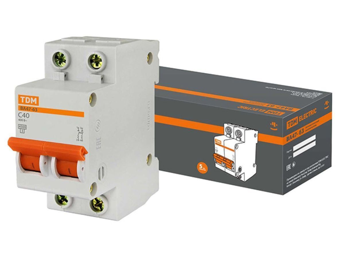Автоматич. выключатель ВА47-63 2Р 40А 4,5кА х-ка С TDM SQ0218-0014