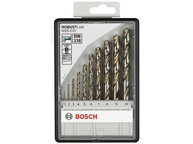 Набор сверл по металлу Robust Line HSS-Co 1-10мм 10шт, BOSCH 2607019925