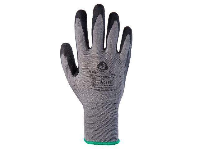 Перчатки с защитой от порезов, р-р 9/L (полиэстер, нитрил. покр.), серые (12пар) (перчатки стекольщи...JETA SAFETY JN011-L