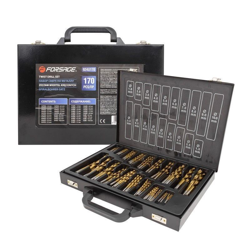 Набор сверл по металлу 170 пр. 1-10мм Forsage F-924U170