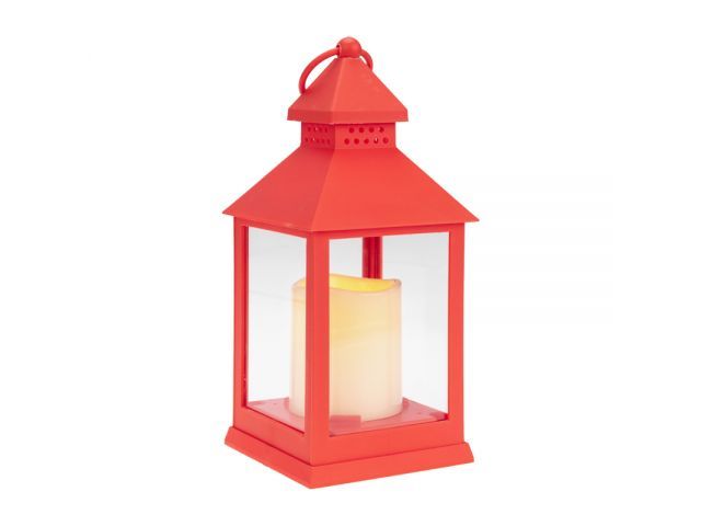 Декоративный фонарь со свечкой, 10.5х10.5х24 см, красный корпус, цвет свечения теплый белый ... NINGBO JIA SHE TRADING CO.,LTD. (Китай) 513-059