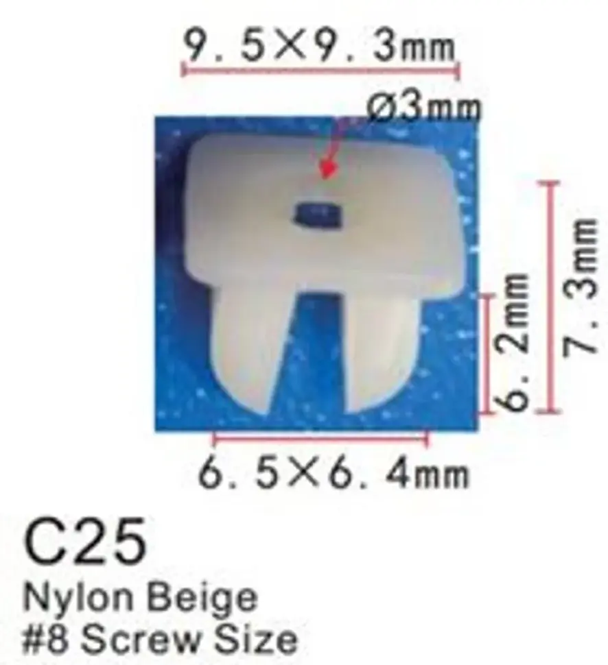 Клипса для крепления внутренней обшивки а/м Ниссан/ Пежо/ Рено пластиковая (100шт/уп.)  ...Forsage клипса C0484(Nissan/Peugeot/Renault)