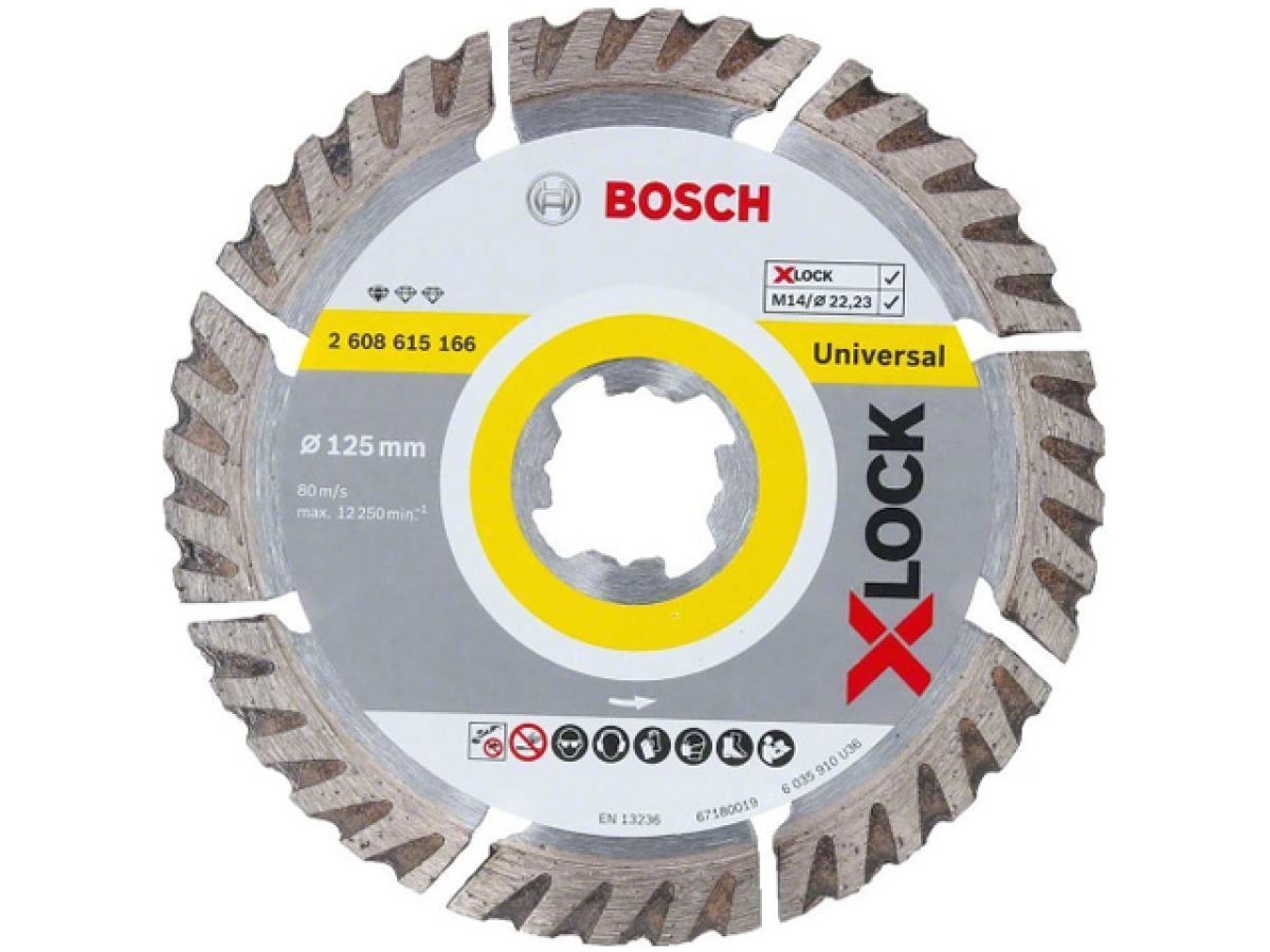 Алмазный круг 125х22.23 mm по керамике сегментированный X-LOCK Standard for Universal (сухая резка) BOSCH 2608615166