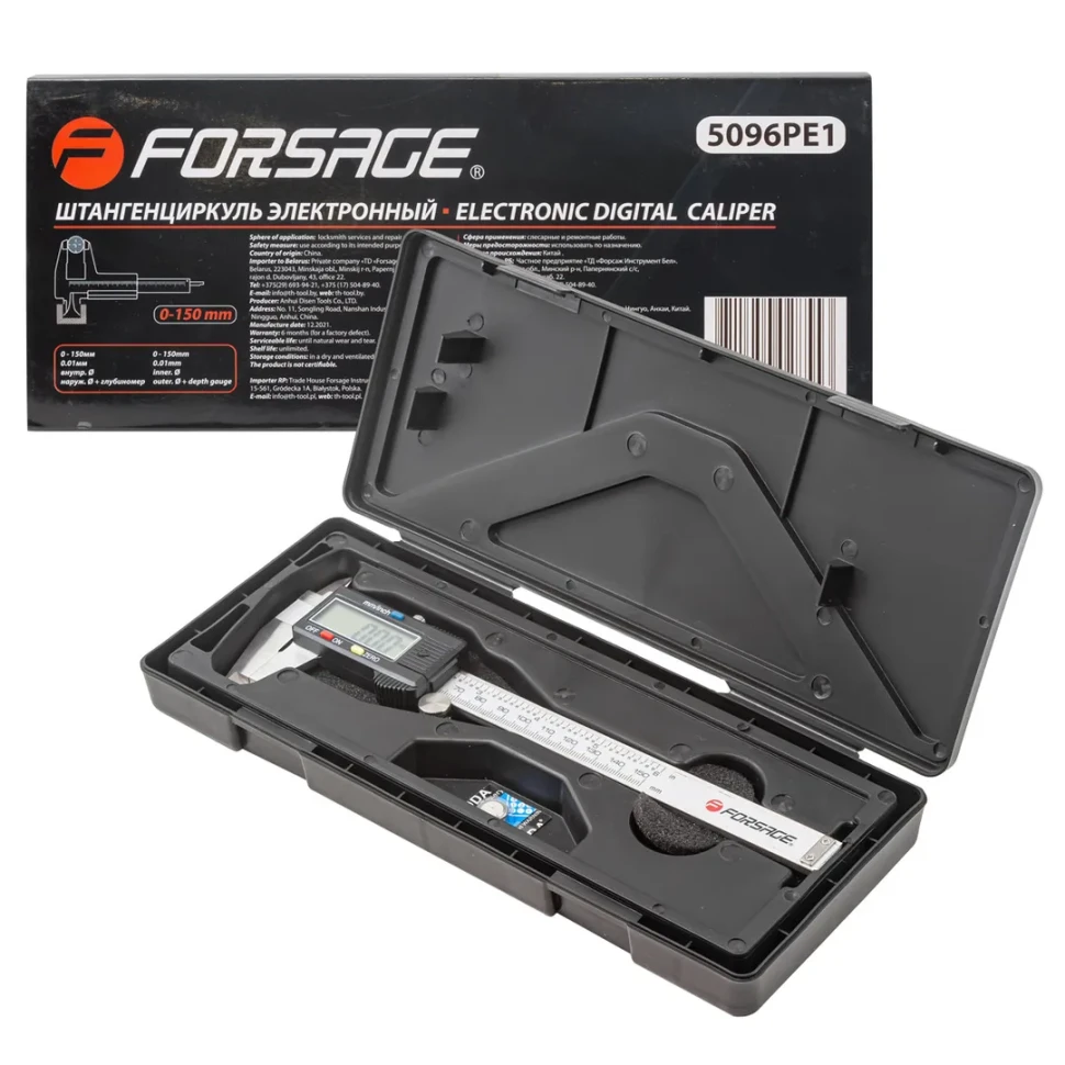 Штангенциркуль электронный, 0-150 мм, 0.01 мм Forsage F-5096PE1