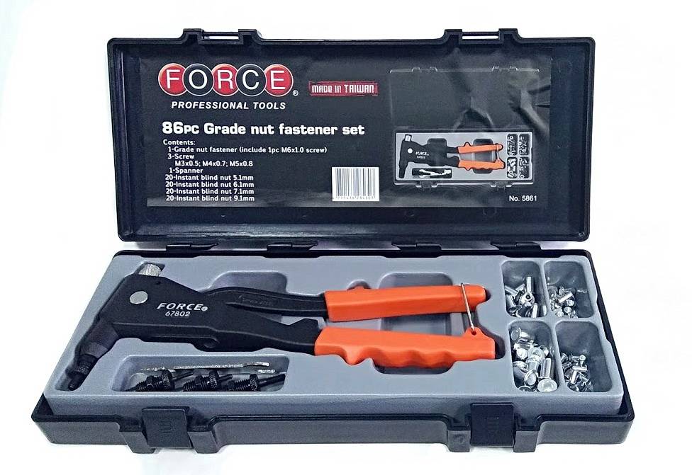 Заклепочник резьбовой в наборе (M3-M6) (86 пр.) Force 5861