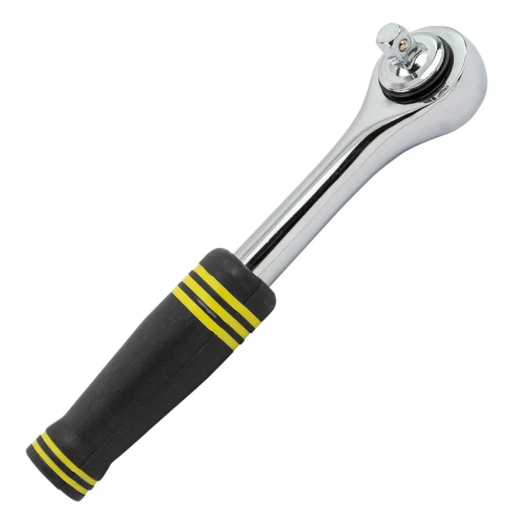 Трещотка реверсивная с резиновой ручкой 1/4 (45 зуб., L-140мм)  ...WMC TOOLS WMC-80222B