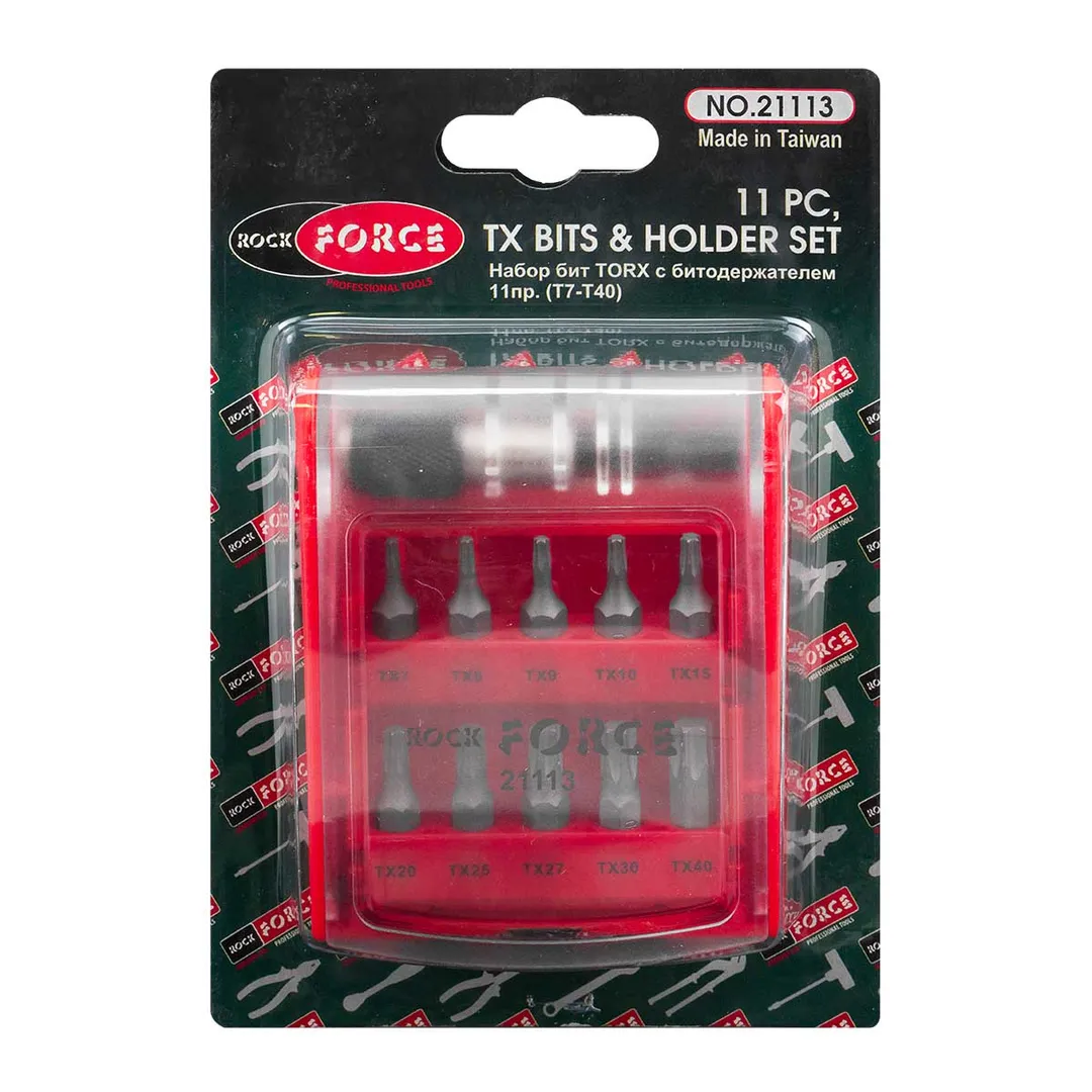 Набор бит TORX, 1/4", 11пр с битодержателем Rock FORCE RF-21113