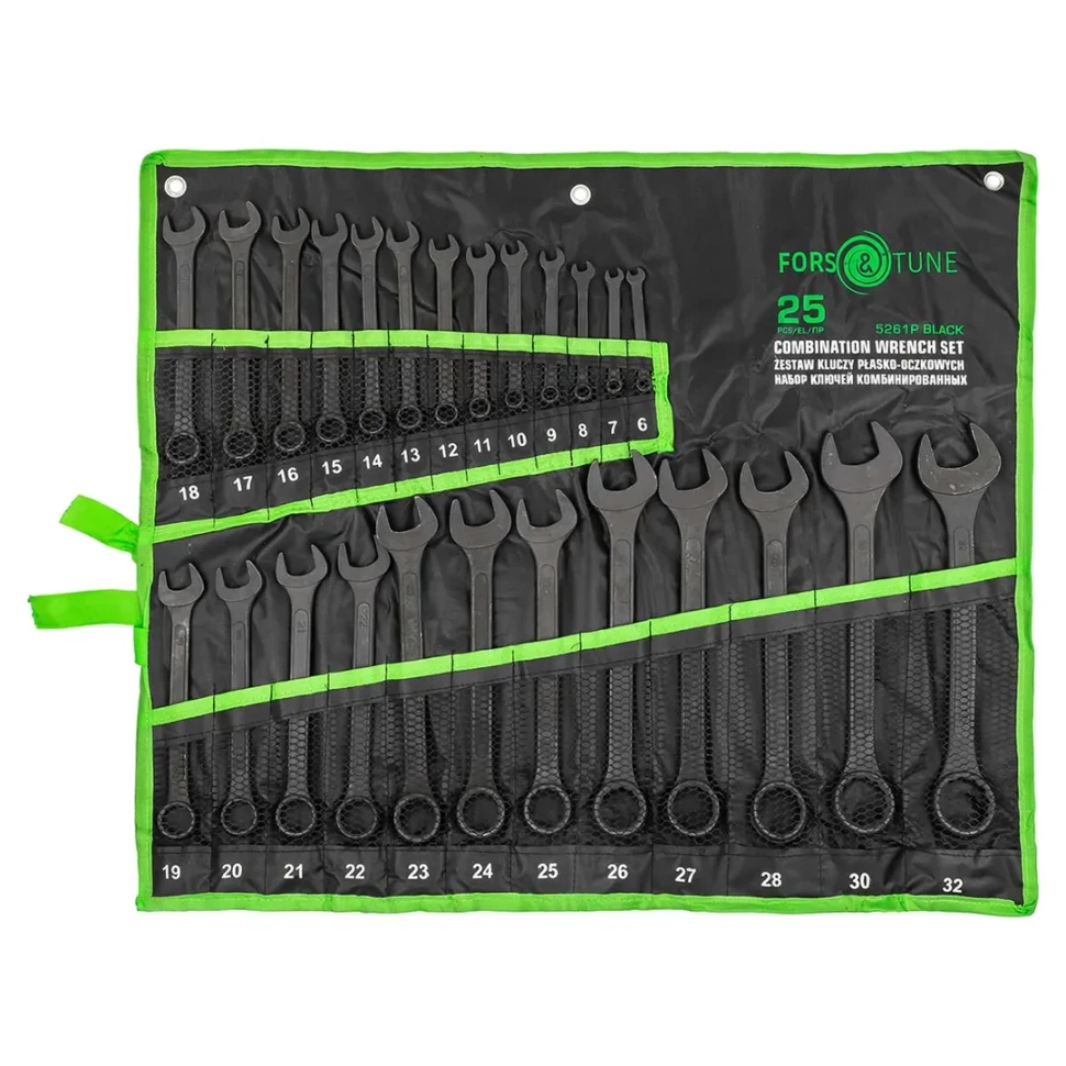 Ключи комбинированные, набор 25пр. (6-28, 30, 32мм) FORSandTUNE FORSandTUNE-5261P BLACK