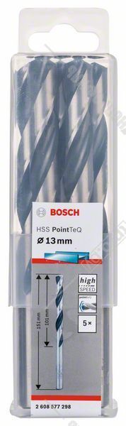 Сверло по металлу HSS PointTeQ 13мм (5 шт),  BOSCH 2.608.577.298