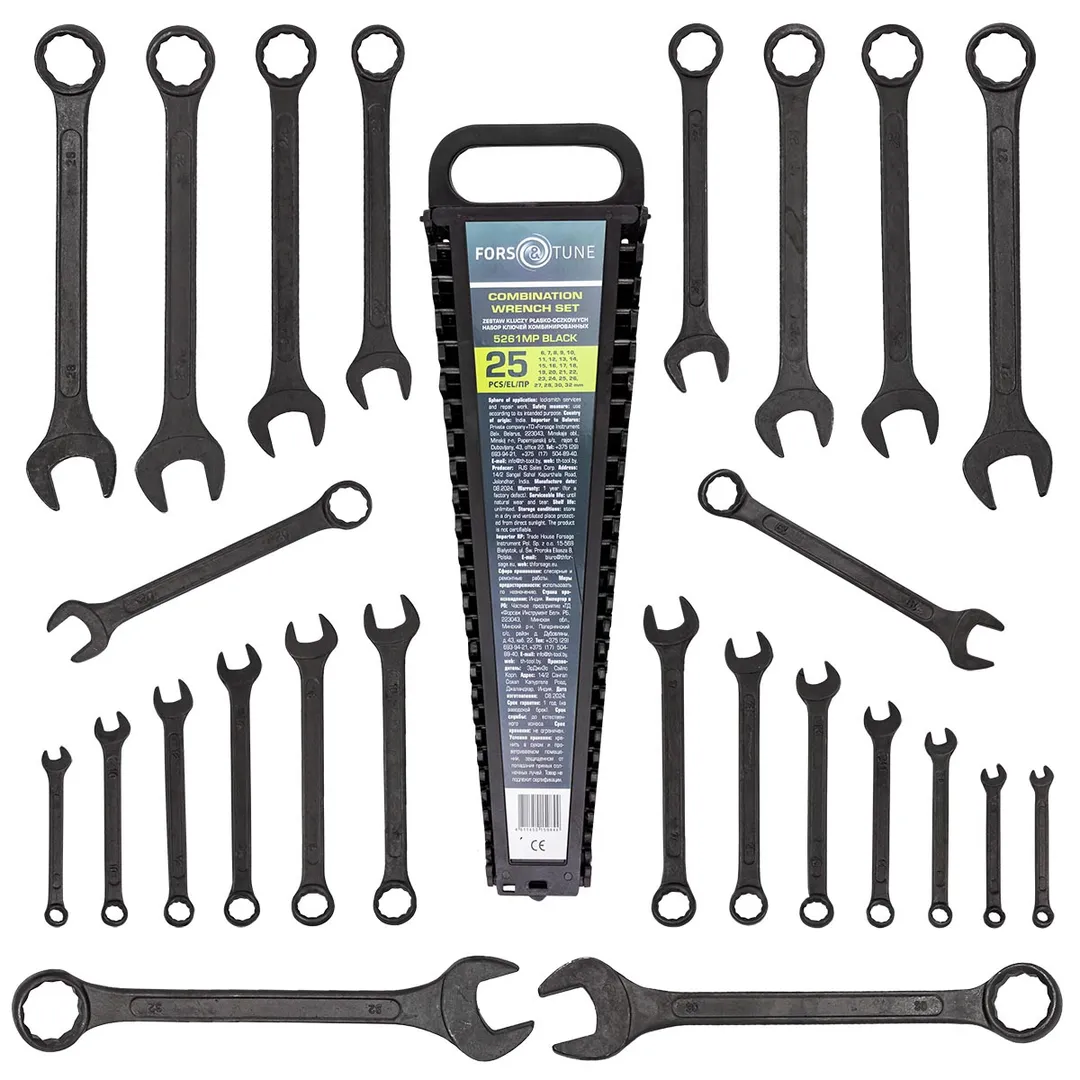 Ключи комбинированные, набор 25пр. (6-28, 30, 32мм) FORSandTUNE FORSandTUNE-5261MP BLACK