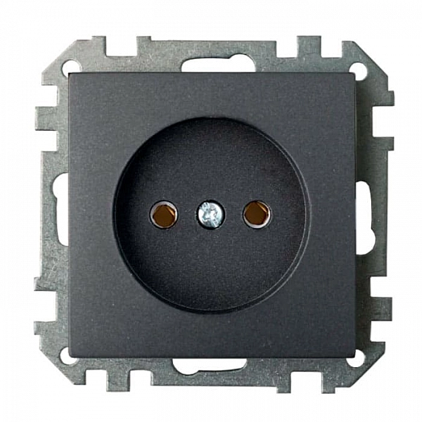 Розетка 2-ая (скрытая, б/з) графит, Carre BYLECTRICA РС16-0641 графит