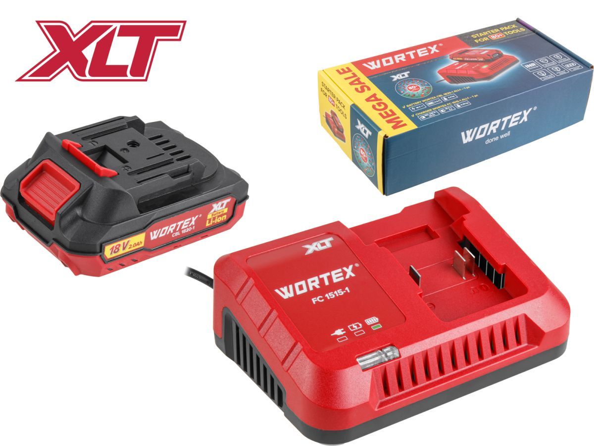 Набор аккумулятор 2 А*ч и зарядное устройство 1х2 А ALL1 XLT в кор. SET (18.0 В, 2.0 А*ч, индикатор заряда, обрезиненный корпус, зарядное: 1 слот, 2 А.) WORTEX 2329017