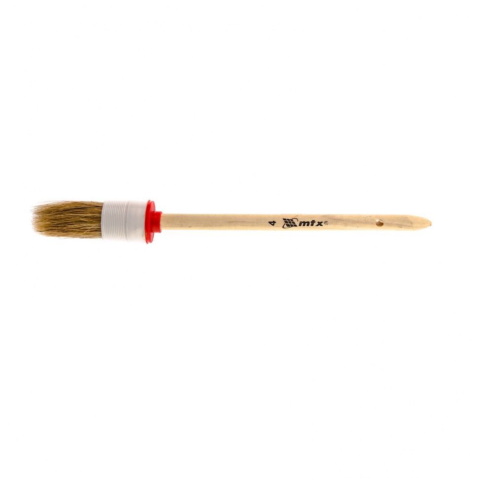Кисть круглая № 4 (25 mm), натуральная щетина, деревянная ручка MTX ...Сибртех 82074