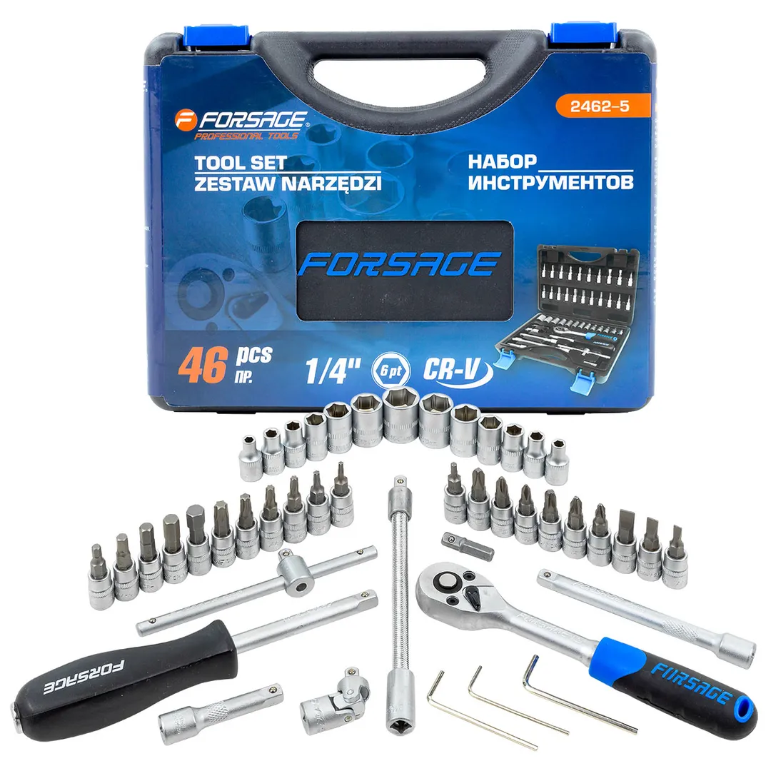 Набор инструмента 46пр. 1/4" (6-гран.)(4-14мм) Forsage F-2462-5