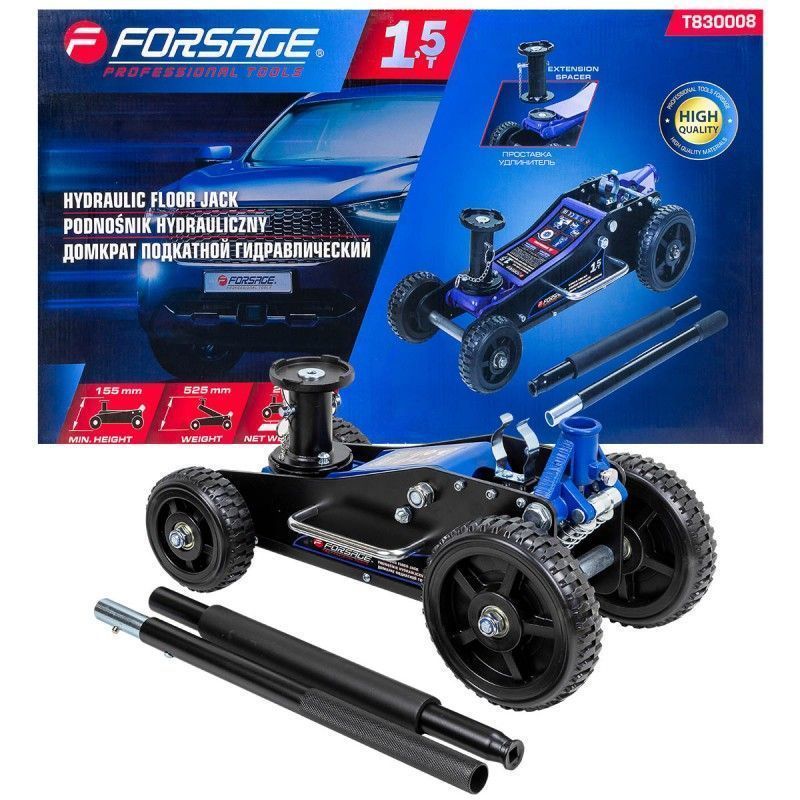 Домкрат подкатной гидравлический 1.5т (h min 155мм, h max 525мм) Forsage F-T830008