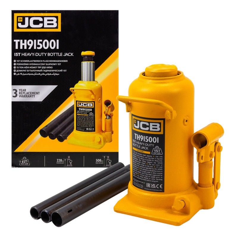 Домкрат бутылочный 15т (h min 228мм, h max 508мм)  JCB JCB-TH915001