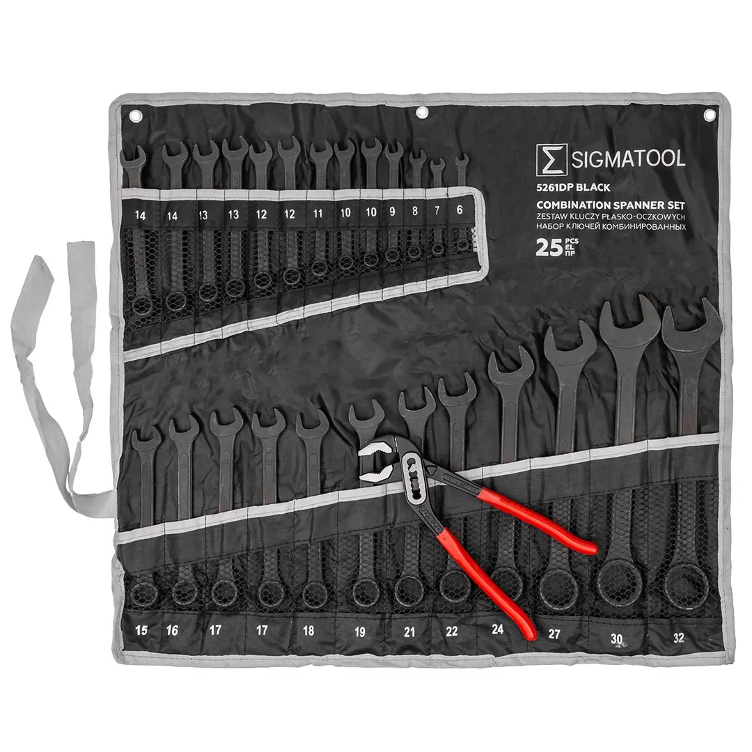 Набор ключей комбинированных и рожковых 25пр.  SIGMATOOL Sigmatool-5261DP+1 BLACK
