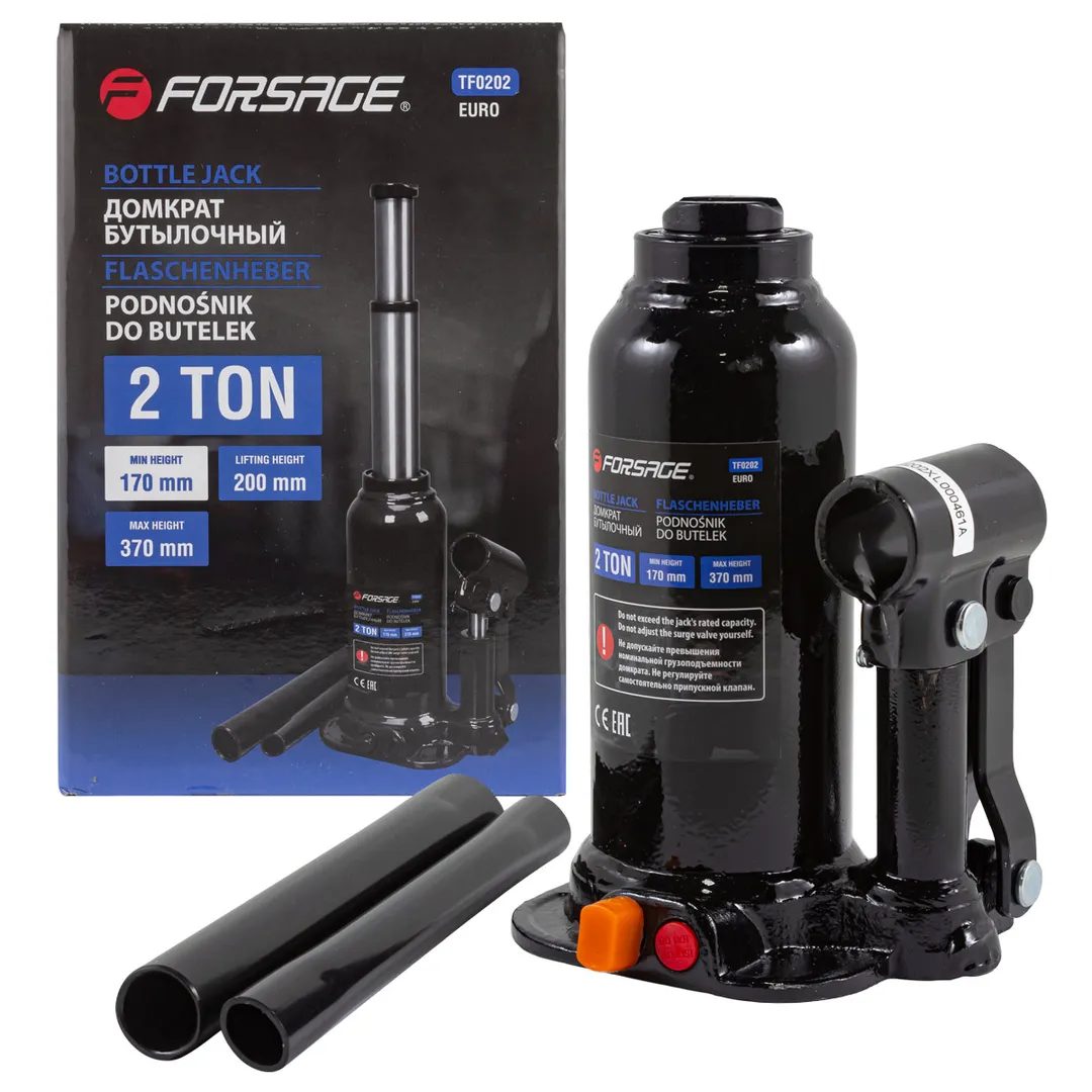 Домкрат бутылочный с двумя штоками,  2т (h min 170мм, h max 370мм) Forsage F-TF0202(n)