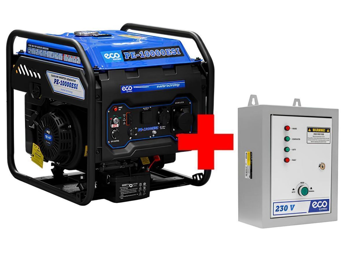 Электростанция (инверт. бенз.) PE-10000ESI АКЦИЯ + Блок автоматики (инверторный, электростарт, 7.5 кВт, 230 В, автозапуск*, бак 25.0 л, вес 72 кг) ECO EC1710-3A1