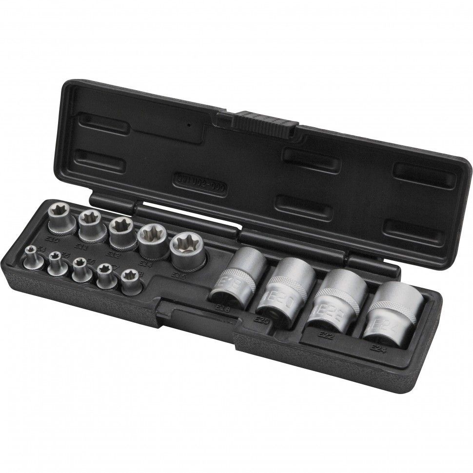 Набор головок TORX, Е4-Е24, 14пр., 1/4", 3/8", 1/2", Stels 13675