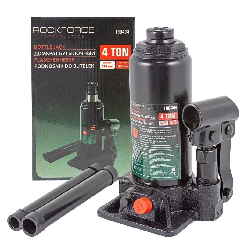 Домкрат бутылочный 4т (h min 178мм, h max 338мм)  Rock FORCE RF-T90404(DS)