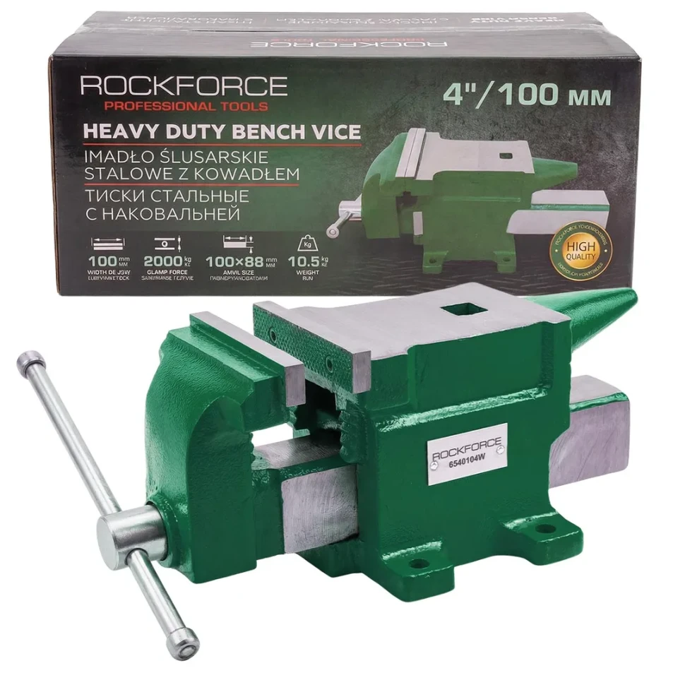 Тиски стальные с наковальней 4''100мм RockFORCE Rock FORCE RF-6540104W