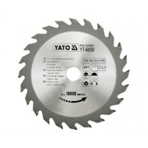 Диск пильный с напаянными зубцами из твердых сплавов 130/16 24T YATO YT-6050