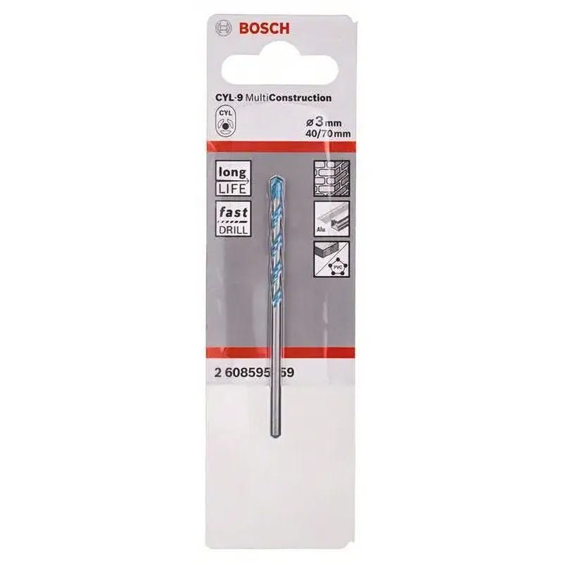 Сверло универсальное 3x40x70 мм CYL-9 MultiConstruction BOSCH 2.608.595.359