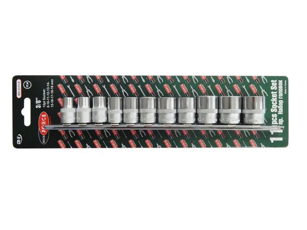 Набор головок 12-гран., 11пр., 3/8" 8-19мм, Rock FORCE RF-3111-9