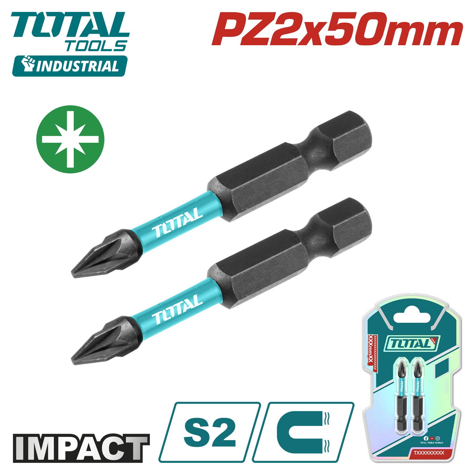 Бита ударная PZ 50 мм   (2 шт)TOTAL TACIM71PZ250
