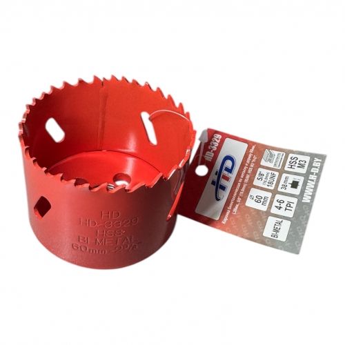 Коронка биметаллическая по металлу и дереву 60мм., L38мм., 5/8"-18UNF, HSS M3 H-D HD-3329