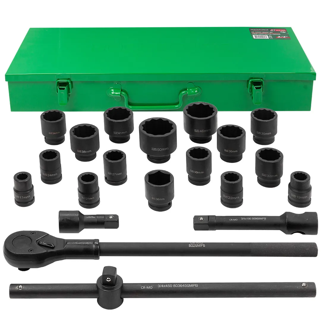 Набор инструментов ударных 21пр., 3/4" 12гр. (17-50мм) RockFORCE RF-6212-9MPB