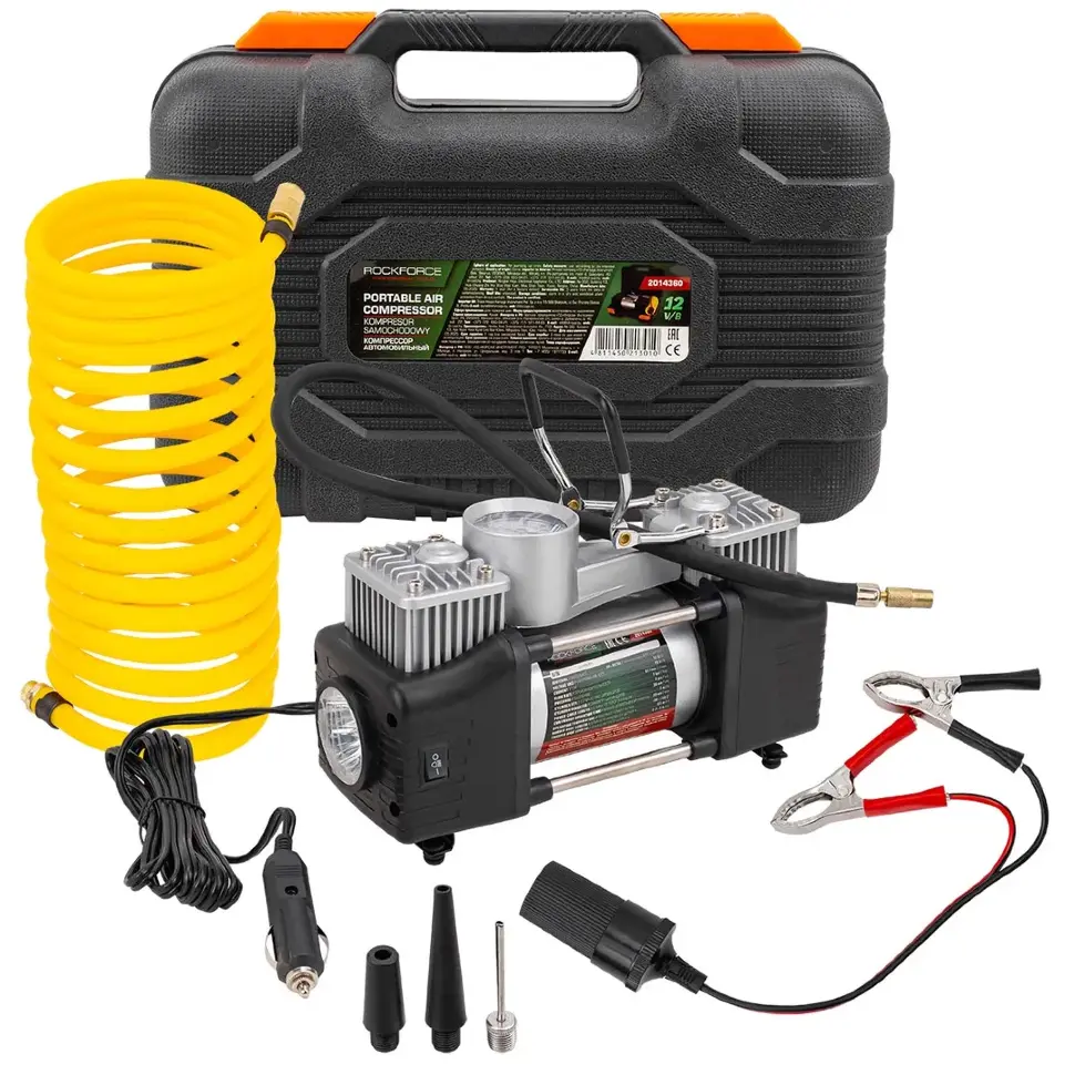 Компрессор автомобильный 12V, производительность 65л/мин RockFORCE RF-2014360