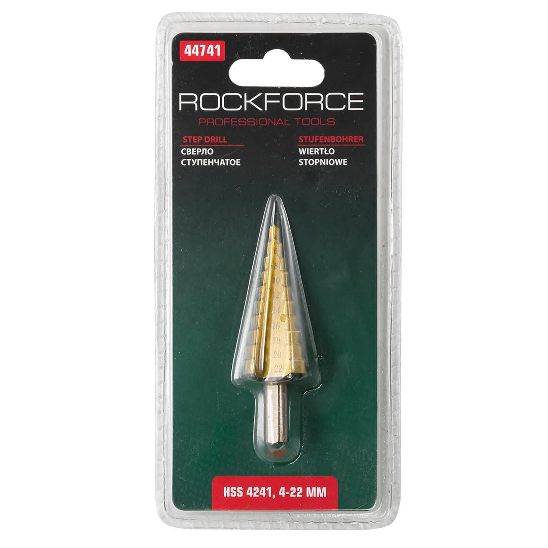 Сверло ступенчатое HSS 4241(4-22мм), в блистере Rock FORCE RF-44741