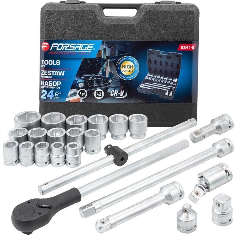 Набор инструментов 3/4" 24пр. (17 - 50мм) (6гр.)  Forsage F-6241-5