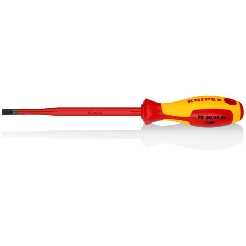 Отвертка SL6.5x1.2 шлицевая Slim VDE 1000V, длина стержня 150 мм, L-262 мм  KNIPEX 982065SL