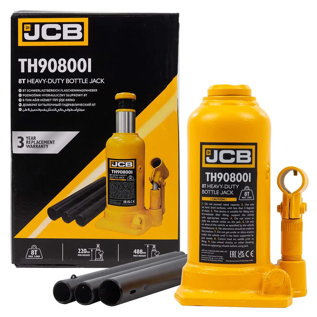 Домкрат бутылочный 8т (h min 220мм, h max 488мм) JCB JCB-TH908001