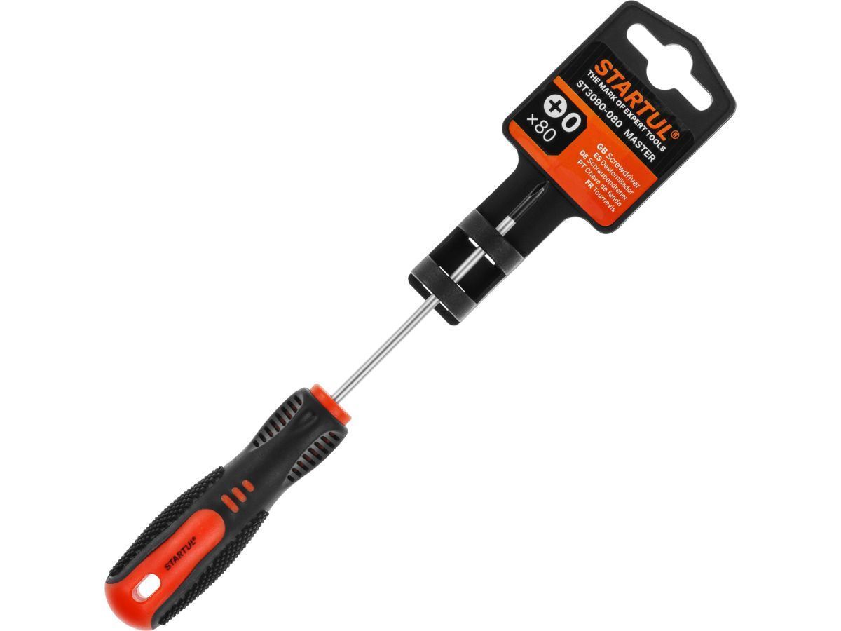 Отвертка "+" №0  80мм PH MASTER (ST3090-080) (крестовая Phillips, двухкомп. рукоятка Anti-Slip) STARTUL ST3090-080
